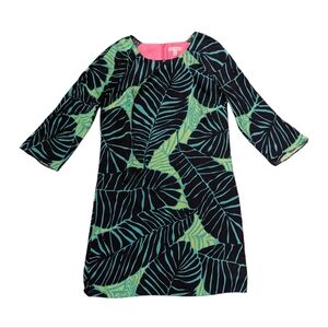 Lilly Pulitzer Carol Carol Under the Palms Blue Green Leaves Shift Dress Size 6